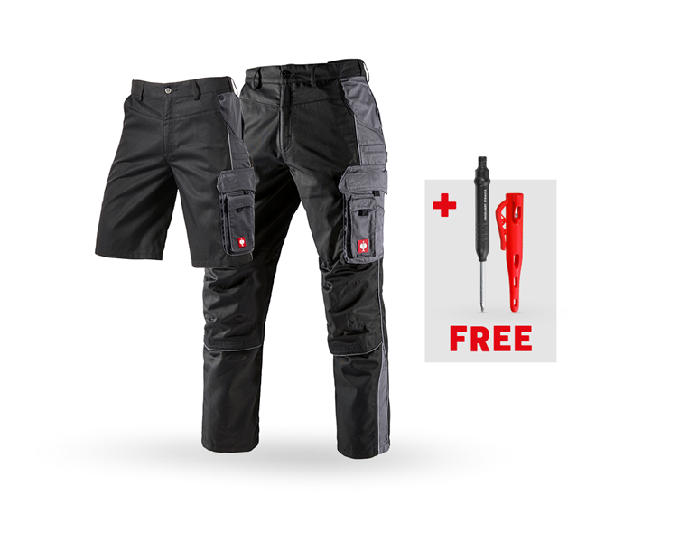Main view, Combo-Sets, SET: Trousers + Shorts e.s.active, black/anthracite