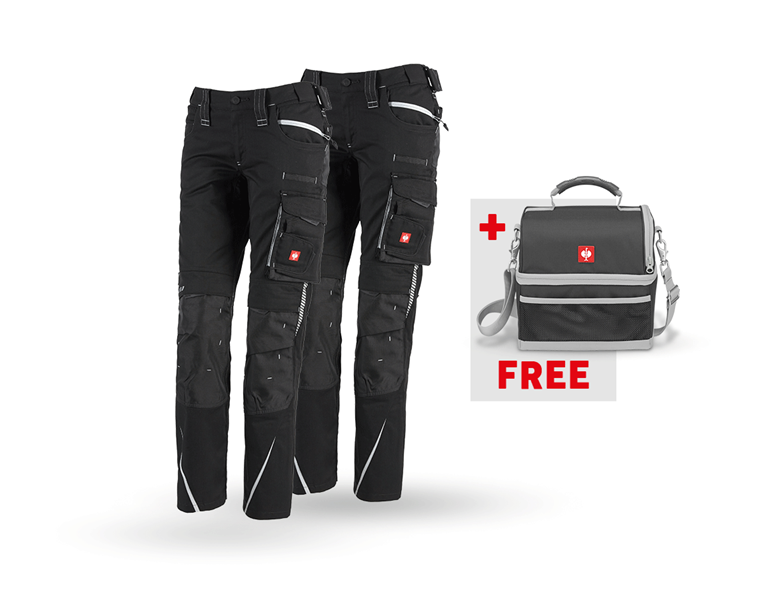 Main view, SALE, SET:Trouser+Winter trouser e.s.motion 2020,ladies', black/platinum