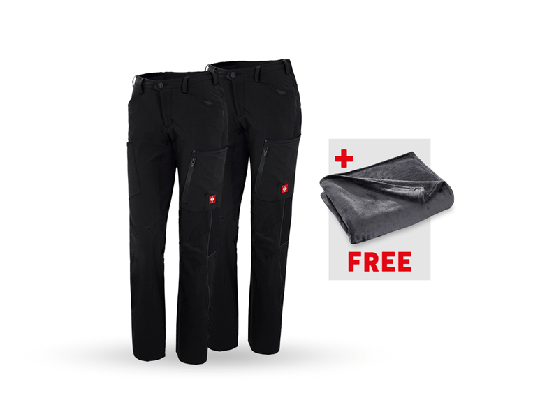 Main view, SALE, SET: 2x Cargo trousers e.s.vision stretch, ladies', black