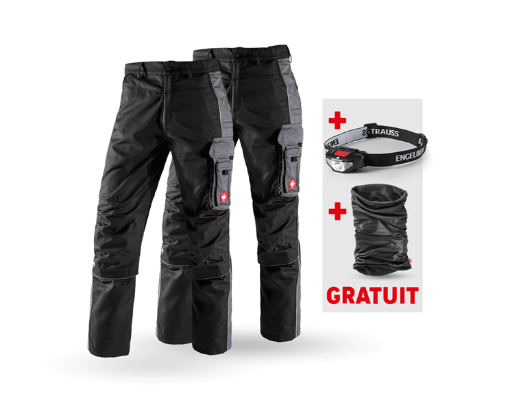 Vue principale, Idées de cadeaux, KIT : 2x Pantalon à taille élastique e.s.active, noir/anthracite