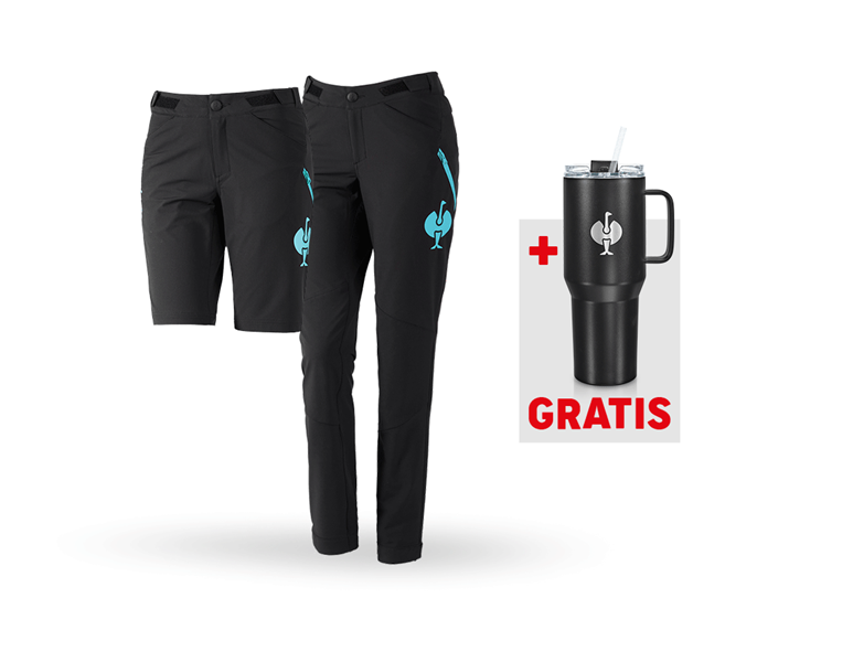 Hauptansicht, Aktions-Sets, SET: Funktionshose + Short e.s.trail, Damen, schwarz/lapistürkis