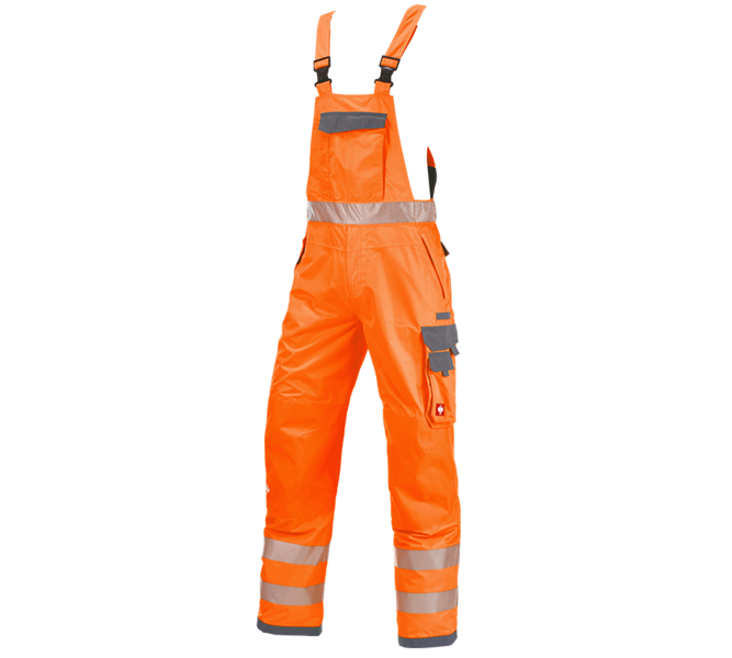 Main view, High-Vis Trousers, High-vis functional bib & brace e.s.prestige, high-vis orange/grey