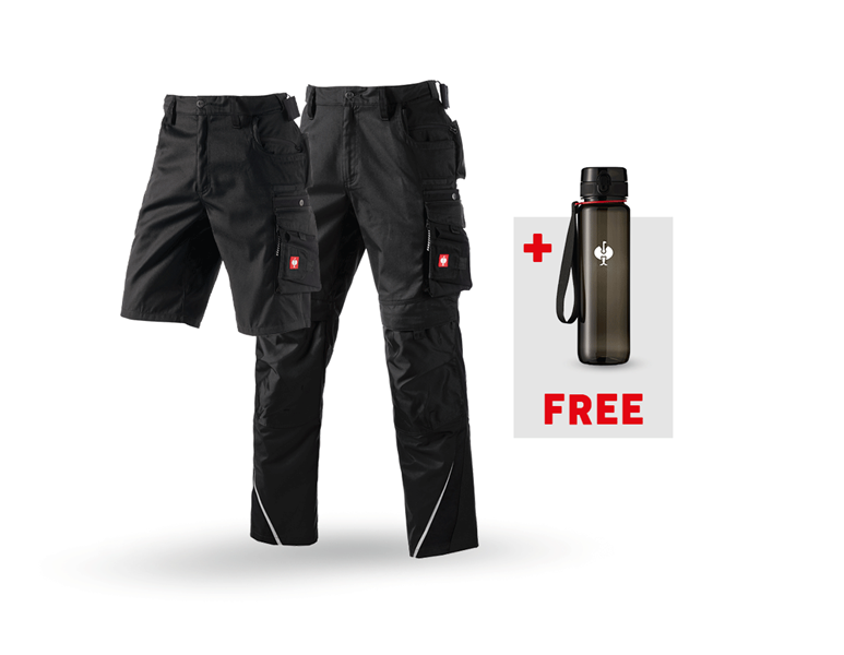 Main view, SALE, SET: Trousers + Shorts e.s.motion, black