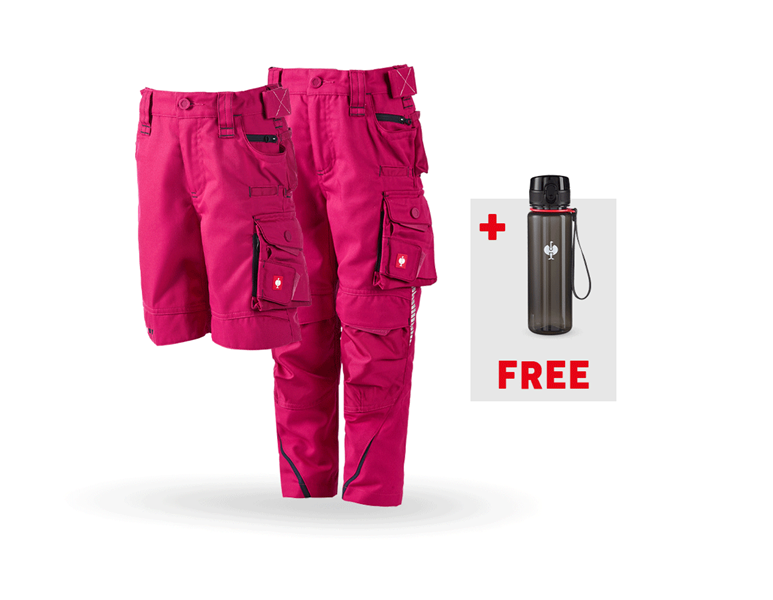 Main view, SALE, SET: Trousers + Shorts e.s.motion 2020, children's, berry/navy