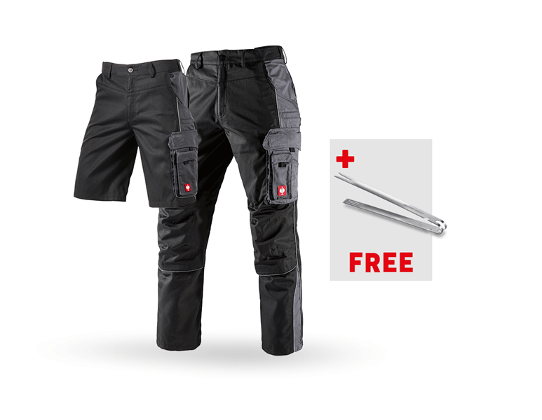 Main view, SALE, SET: Trousers + Shorts e.s.active, black/anthracite