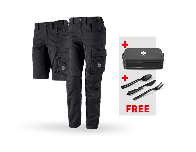 Main view, SALE, SET: Trousers + Shorts e.s.motion ten, ladies', oxidblack