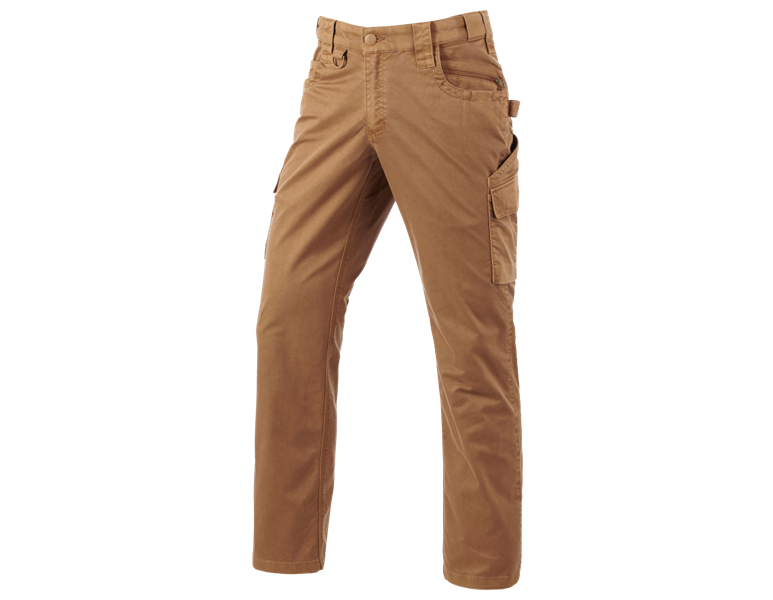 Vue principale, Nouveautés, Pantalon à taille élastique e.s.e:pic twill, brun amande