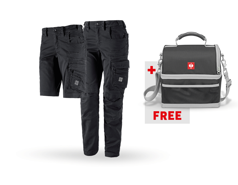 Main view, Combo-Sets, SET: Trousers + Shorts e.s.motion ten, ladies', oxidblack