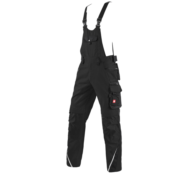 Main view, Work Trousers, Bib & brace e.s.motion winter, black