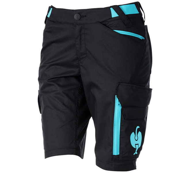 Main view, Work Trousers, Shorts e.s.trail, ladies', black/lapisturquoise