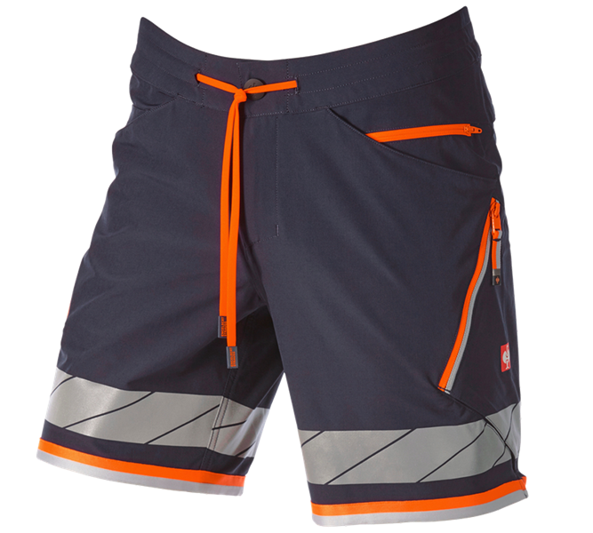 Vue principale, Shorts | Bermudas, Short fonctionnel réfléchissant e.s.ambition, bleu foncé/orange fluo
