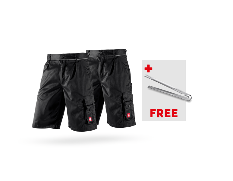 Main view, SALE, SET: 2x Short e.s.image + FREE barbeque tongs, black