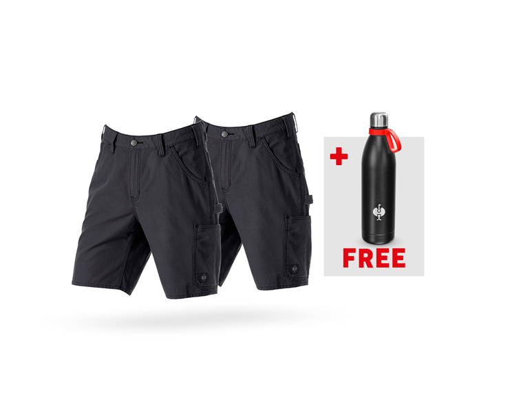 Main view, SALE, SET: 2x Shorts e.s.iconic + FREE Thermos flask, black