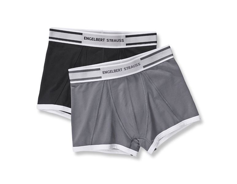 Main view, Shorts | Boxer, e.s. Cotton stretch pants colour, pack of 2, black+cement