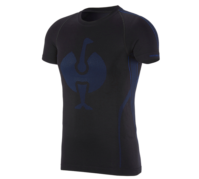 Hauptansicht, Funktionsunterwäsche, e.s. Funktions-T-Shirt seamless - warm, schwarz/enzianblau