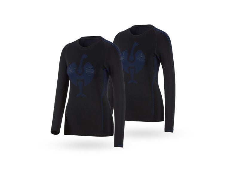 Main view, Clothing, 2-pack e.s. func.-longsleeve seamless-warm,ladies', black/gentianblue