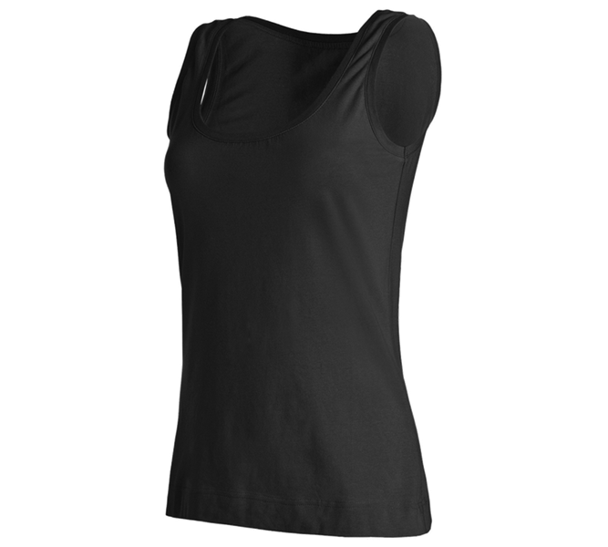 Hauptansicht, Basics, e.s. Tank-Top cotton stretch, Damen, schwarz