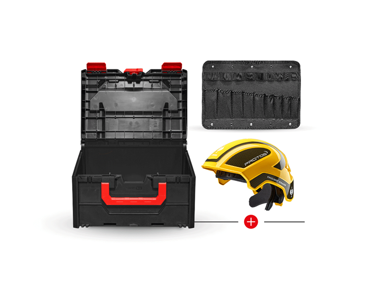 Hauptansicht, Kopfschutz, e.s. Arbeitshelm Protos® + STRAUSSbox 215 midi, gelb/schwarz