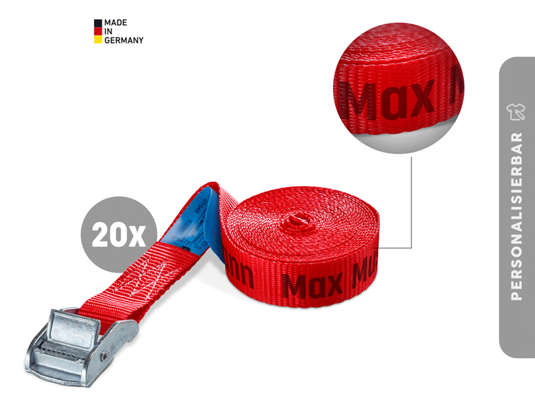 Hauptansicht, Ladungssicherung, 20 x Spanngurte, 1-tlg. mit Klemmv., inkl. Druck
