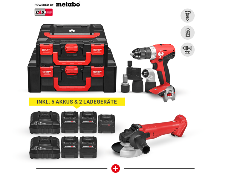 Hauptansicht, Aktions-Sets, 18,0 V Akku-Winkelschleifer + Bohrschrauber M Set
