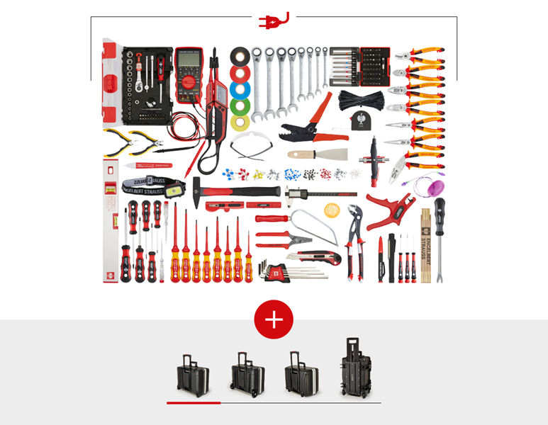 Vue principale, PROMOS, Jeu d'outils Elektro Meister pro+chariot à outils