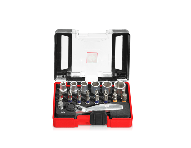 Main view, Tool accessories, e.s. Bit box Color with mini ratchet