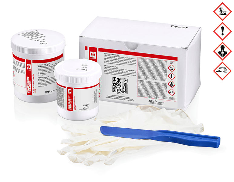 Hauptansicht, Betriebsbedarf, Reparaturmasse Plastik-Stahl, pastös