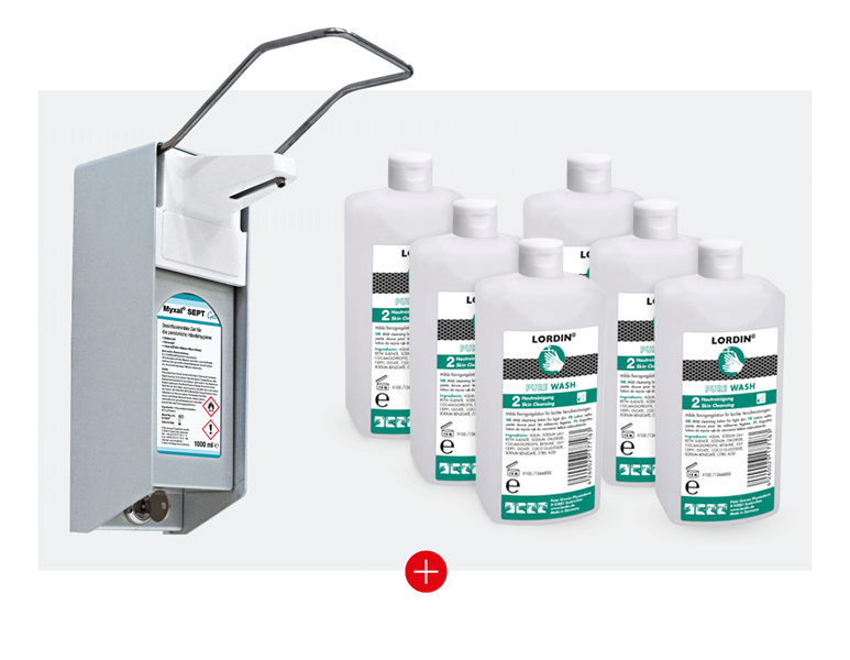 Vue principale, Besoin opérationnel, KIT : 6x LORDIN® Pure Wash 1000ml+Distrib.de savon