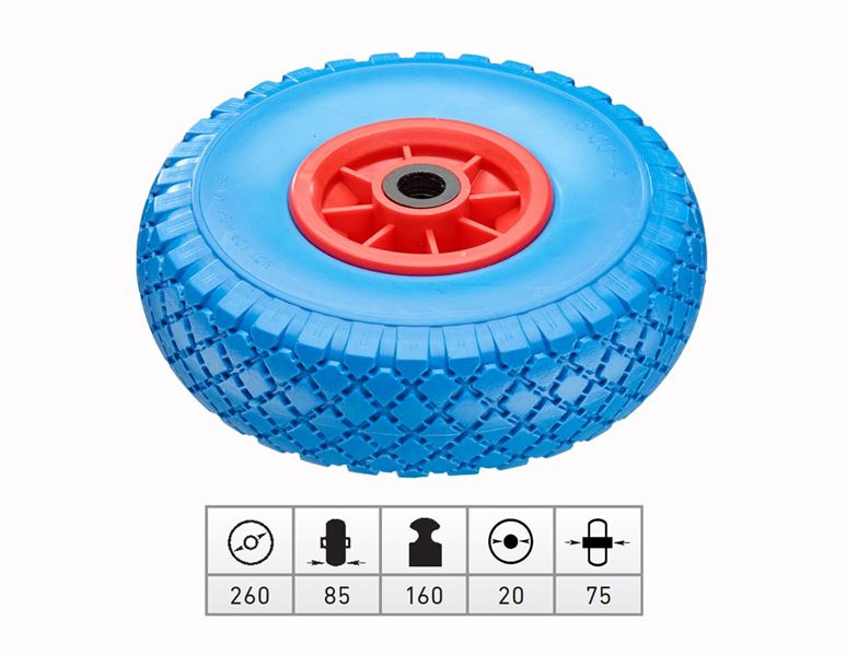 Vue principale, Appareils de transport, Roue de rechange en polyuréthane avec jante en pla