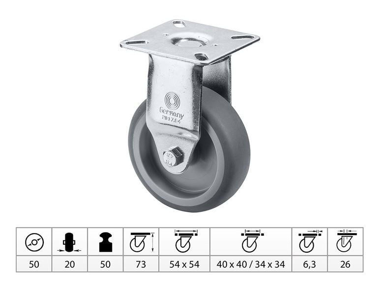 Vue principale, Appareils de transport, Dispositif de roulette fixe avec plaque