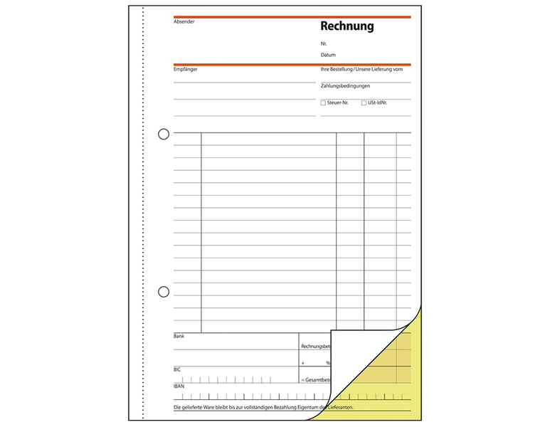 Main view, Paper products, Sigel form books for invoices