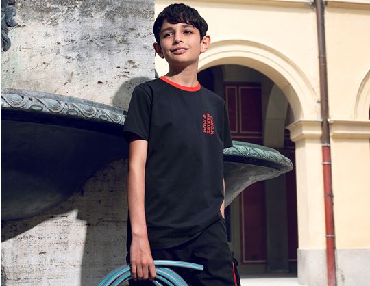 View 1, FCB Premium Kids T-Shirt Cotton Stretch, black/straussred