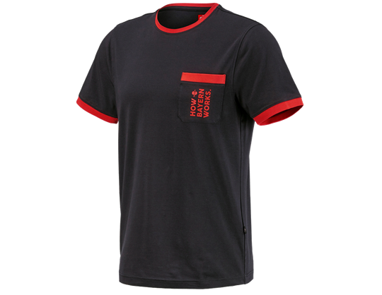 Vue principale, FCB Premium T-Shirt Cotton Stretch Pocket, black/straussred