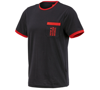 Main view, FCB Premium T-Shirt Cotton Stretch Pocket, black/straussred