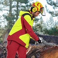 View 3, e.s. Forestry rain jacket, high-vis yellow/fiery red