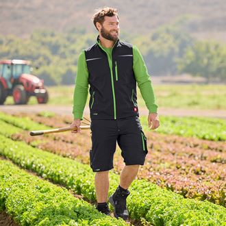 Vue 3, Gilet softshell&shy; e.s.​motion 2020, noir/vert d'eau