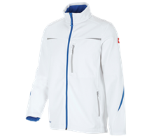 Main view, Softshell­ jacket e.s.​motion 2020, white/gentianblue