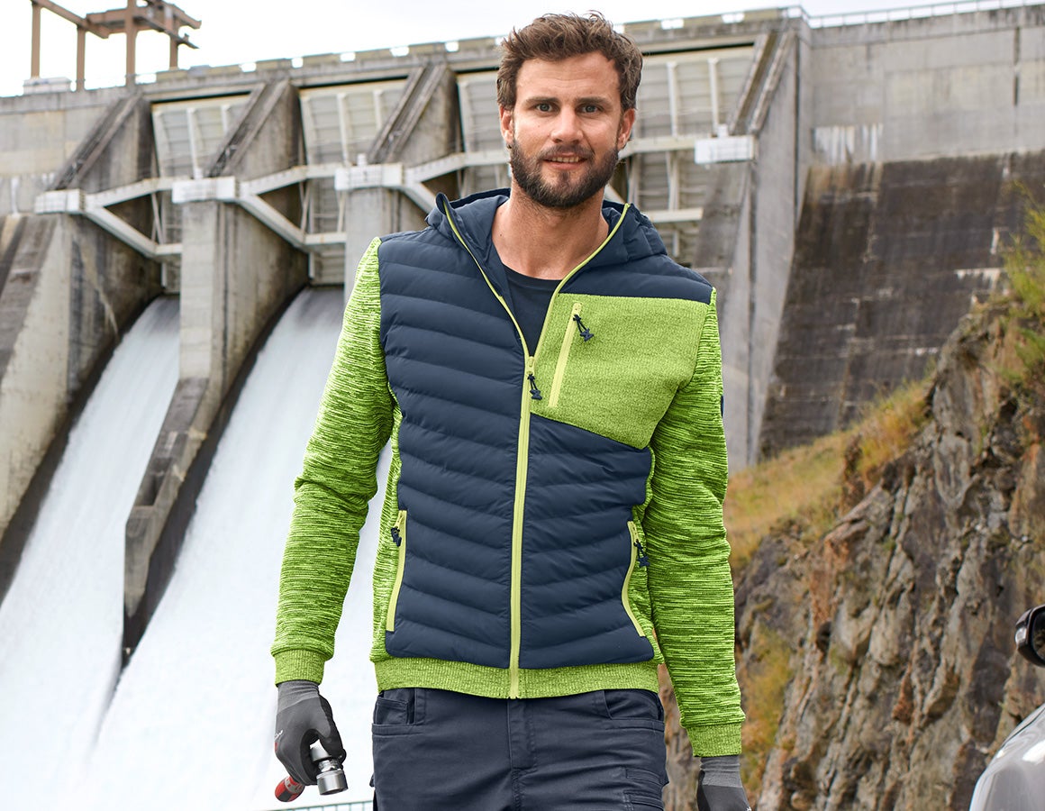 Hybrid Kapuzenstrickjacke e.s.motion ten schieferblau/warngelb melange |  Strauss
