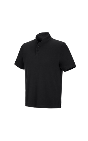 関税なし 送料無料 Black Silk Cady Polo T-Shirt e.s. Polo shirt cotton Mandarin black | Strauss
