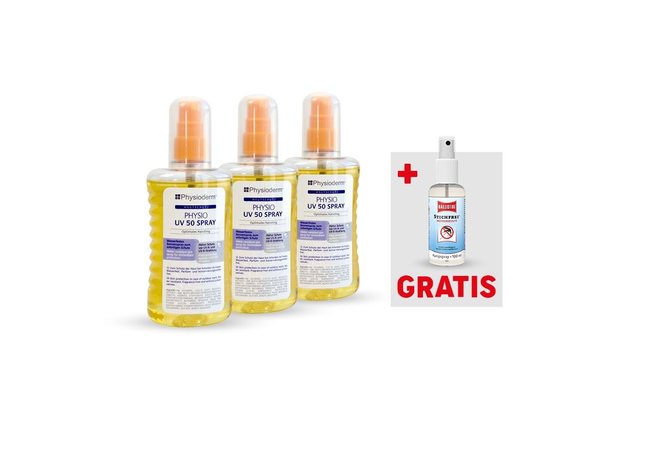 Handreinigung | Hautschutz: 3x UV Sonnenschutzspray LSF 50 + Ballistol