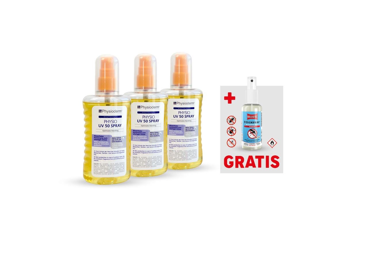 Handreinigung | Hautschutz: 3x UV Sonnenschutzspray LSF 50 + Ballistol