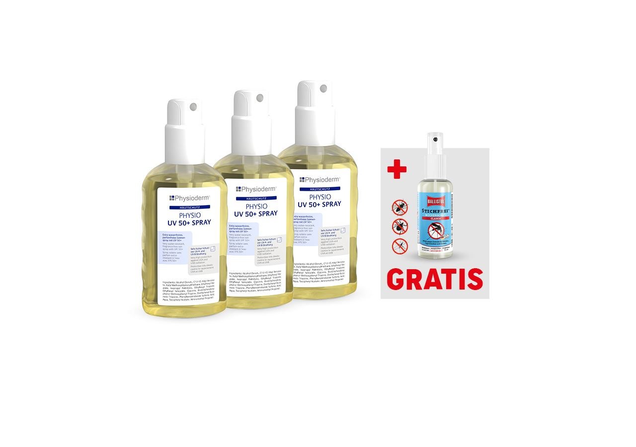 Handreinigung | Hautschutz: 3x UV Sonnenschutzspray LSF 50 + Ballistol