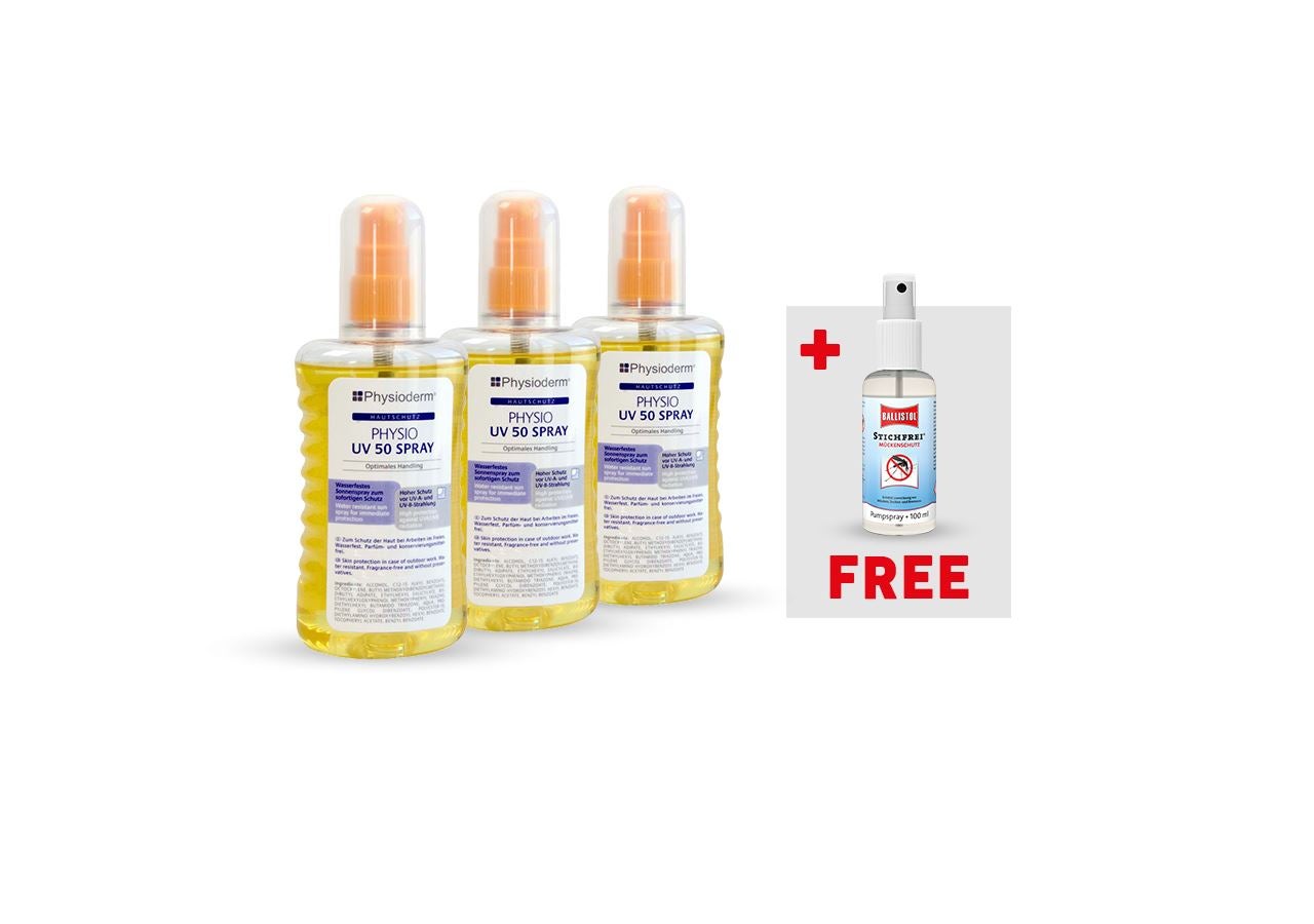 Hand cleaning | Skin protection: 3xUV sun protection spray SPF 50 + Ballistol