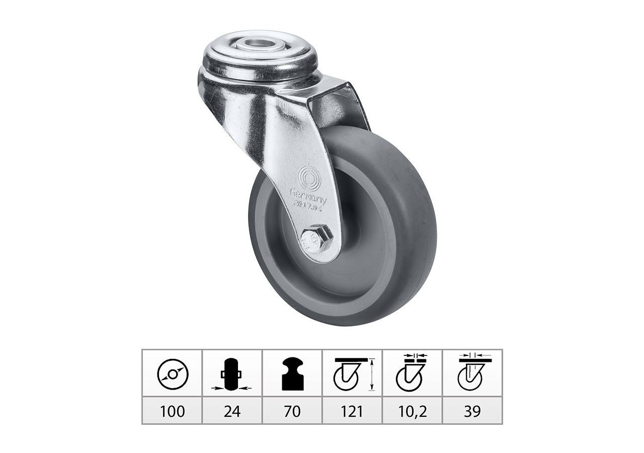 Lenkrolle Mit Rückenloch 125mm - Thermoplastisches Gummi Apparaterolle | Bodenschonend & Leise