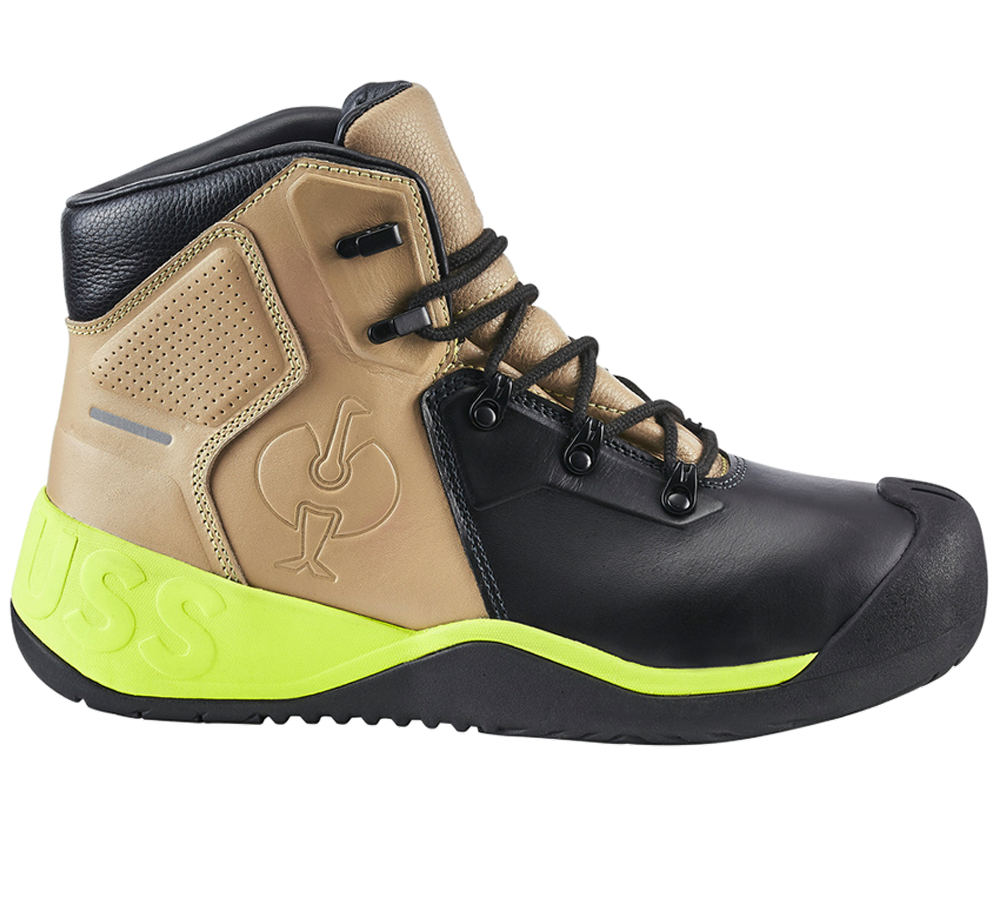 S3: S3 Chaussures de couvreur /bétonneur e.s. Bayreuth + taupe/noir/lime