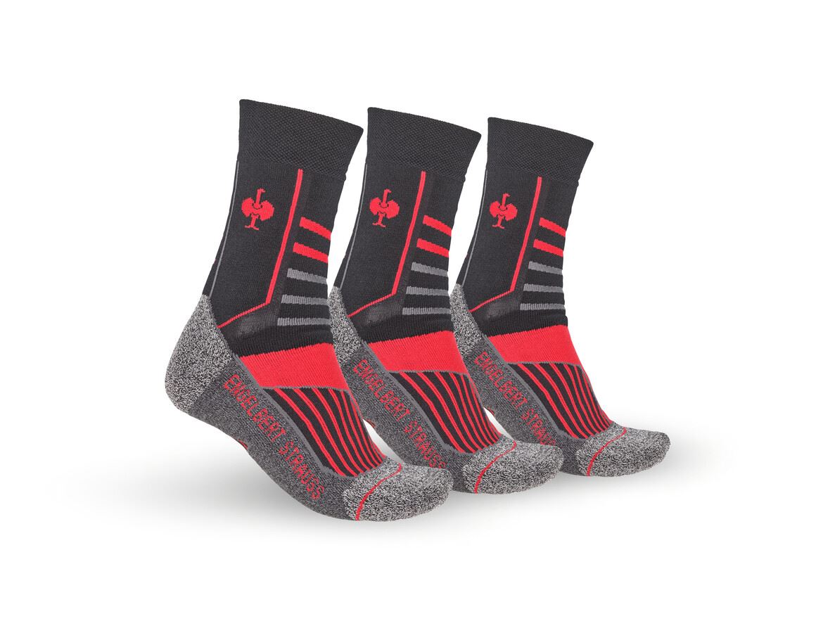 Chaussettes | Bas: e.s. Chaussettes Allround function warm/high + noir/aluminium/rouge vif