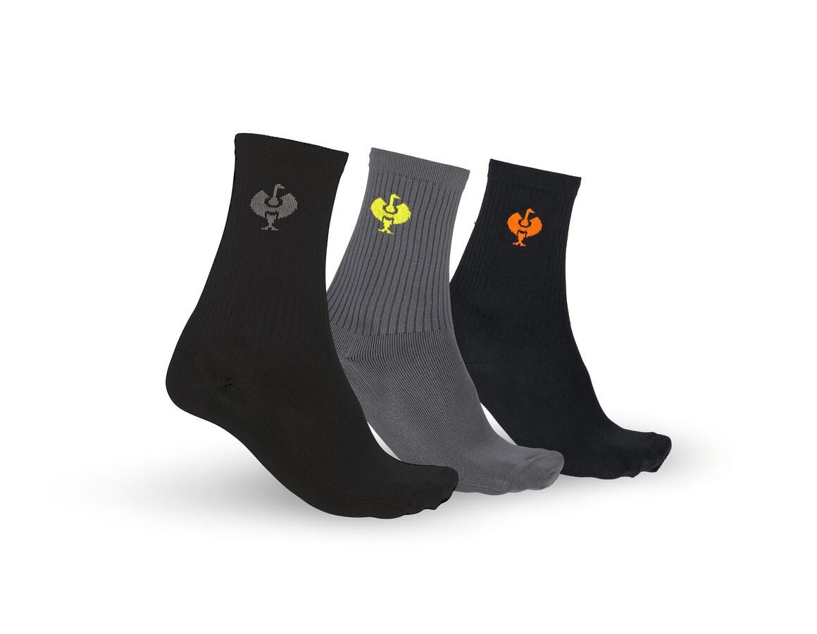 Chaussettes | Bas: Chaussettes fonct. e.s.trail light/high, lot de 3 + gris basalte+noir/gris basalte+noir