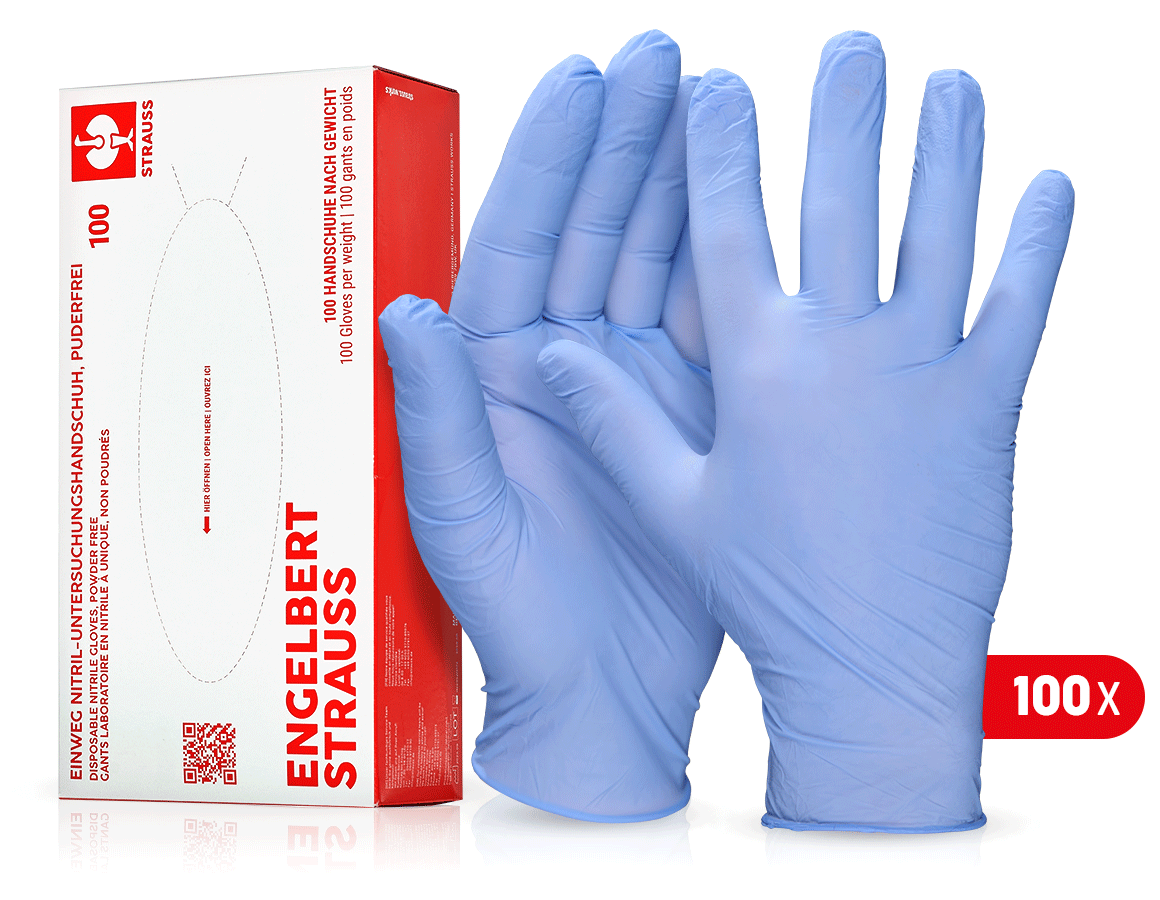 Disposable Gloves: Disposable nitrile gloves, powder-free + blue