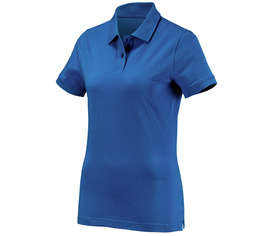 Hauts: e.s. Polo cotton, femmes + bleu gentiane