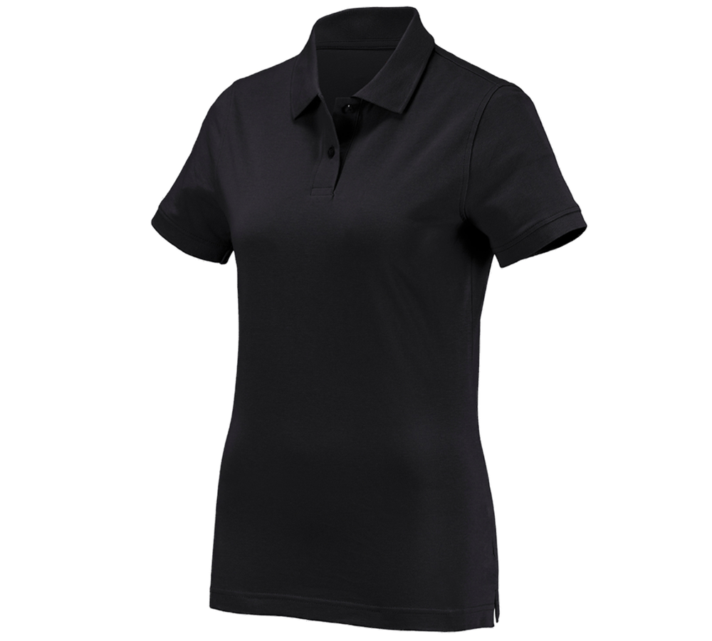 Hauts: e.s. Polo cotton, femmes + noir